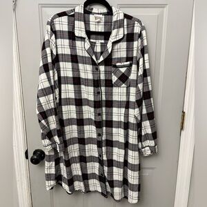 Wondershop Checkered Button-Down Pajama dress - Black, White, Red